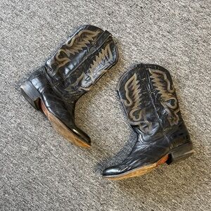 Black Leather Cowboy Boots